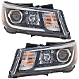 Driver and Passenger Side Headlights, with Bulbs, Halogen, For Models without LED Position Lamp