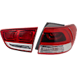 Passenger Side, Inner and Outer Tail Lights, with Bulbs, Halogen/LED Combo, Mounts On Liftgate