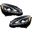 Driver and Passenger Side Headlights, with Bulbs, LED, For Models without Cornering Lights, without cornering light