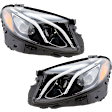 Driver and Passenger Side Headlights, with Bulbs, LED, For Models without Active Lighting