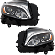 Driver and Passenger Side Headlights, with Bulbs, LED, For Models without Adaptive Headlights, without Logo