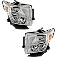 Driver and Passenger Side Headlights, with Bulbs, Halogen, 4-Door, Extended Cab Pickup (King Cab), CAPA Certified
