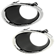 Front, Driver and Passenger Side Fog Light Trims, Chrome Bezel; Black Molding