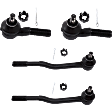 Front, Driver and Passenger Side, Inner and Outer Tie Rod Ends, RWD