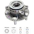 Front and Rear, Driver and Passenger Side Wheel Hub, 5 Lugs, With Bearing, FWD, 1.6L, 4Cyl