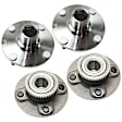 4-Wheel Set Front and Rear, Driver and Passenger Side Wheel Hub, 4 Lugs Front - Without Bearing; Rear - With Bearing
