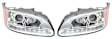 Driver and Passenger Side Headlights, with Bulbs, LED, with LED Daytime Running Light, Chrome