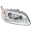 Driver and Passenger Side Headlights, with Bulbs, LED, with LED Daytime Running Light, Chrome