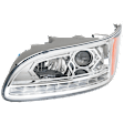 Driver and Passenger Side Headlights, with Bulbs, LED, with LED Daytime Running Light, Chrome