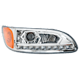 Driver and Passenger Side Headlights, with Bulbs, LED, with LED Daytime Running Light, Chrome