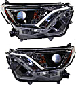 2016-2018 Toyota RAV4 - Driver and Passenger Side Headlights, with Bulbs, Halogen, Sport Utility, USA Built Vehicle, with chrome bezel