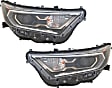 Driver and Passenger Side Headlights, with Bulbs, LED, For Models without Adaptive Headlights