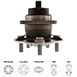 Front and Rear, Driver and Passenger Side Wheel Hub, 5 Lugs, With Bearing, With Sensor, 1.8L, 4Cyl