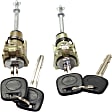 Front, Driver and Passenger Side Door Lock Cylinders, Chrome, with Keys, Gas Engine