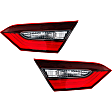 Driver and Passenger Side, Inner Tail Lights, with Bulbs, Halogen, Clear and Red Lens, CAPA Certified
