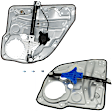 Rear, Driver and Passenger Side Power Window Regulator, Without Motor