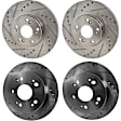 2007 Honda Civic - Front and Rear Brake Disc, Natural Finish, Cross-drilled and Slotted, Front-Vented/Rear-Solid, 5 Lugs, Front-299.97 mm/Rear-259.59 mm, 2.0L 4Cyl, Pro-Line Series