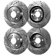 Front and Rear Brake Disc, 4-Wheel Set, Cross-drilled and Slotted, 5 Lugs, Pro-Line Series