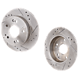 Rear Brake Disc, Natural Finish, Cross-drilled and Slotted, Solid, 5 Lugs, 259.59 mm, Pro-Line Series