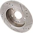 Rear Brake Disc, Natural Finish, Cross-drilled and Slotted, Solid, 5 Lugs, 259.59 mm, Pro-Line Series