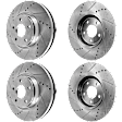 Front and Rear Brake Disc, 4-Wheel Set, Cross-drilled and Slotted, 5 Lugs, Pro-Line Series