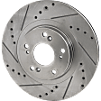 Front Brake Disc, Natural Finish, Cross-drilled and Slotted, Vented, 5 Lugs, 299.97 mm, Pro-Line Series