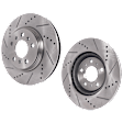 Front Brake Disc, Natural Finish, Cross-drilled and Slotted, Vented, 5 Lugs, 296.93 mm, Pro-Line Series