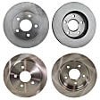 Front and Rear Brake Discs, 4-Wheel Set, Plain Surface, Vented - Front, Solid - Rear, 5 Lugs, 10.94 in. Disc Diameter, Pro-Line Series