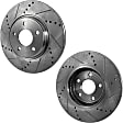 Front Brake Discs, Cross-drilled and Slotted, Vented, 5 Lugs, For Models With 321mm Front Disc, Single Piston Front Calipers, Pro-Line Series