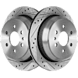 Rear Brake Disc, Cross-drilled and Slotted, Vented, 6 Lugs, Pro Line Series