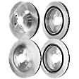 Front and Rear Brake Discs, 4-Wheel Set, Plain Surface, Vented, 5 Lugs, 12.79 in. Front/12.01 in. Rear Disc Diameter, Pro-Line Series