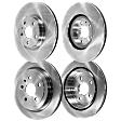Front and Rear Brake Discs, 4-Wheel Set, Plain Surface, Vented, 5 Lugs, For Models With 345mm Front/315mm Rear Disc, Heavy Duty Brakes (J55), Pro-Line Series