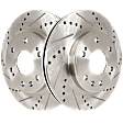 Front Brake Discs, Cross-drilled and Slotted, Vented, 6 Lugs, 12.99 in. Disc Diameter, For Hearse/Limousine/Sedan Models, Pro-Line Series