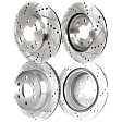Front and Rear Brake Disc, Cross-drilled and Slotted, Vented, 6 Lugs, Front-329.95 mm/Rear-344.93 mm, Pro-Line Series