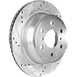 Front and Rear Brake Disc, Cross-drilled and Slotted, Vented, 6 Lugs, Front-329.95 mm/Rear-344.93 mm, Pro-Line Series