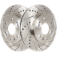 Front Brake Disc, 2-Wheel Set, Cross-drilled and Slotted, Vented, 6 Lugs, Pro Line Series