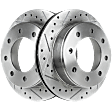 Rear Brake Disc, Natural Finish, Cross-drilled and Slotted, Vented, 8 Lugs, 329.95 mm, Pro-Line Series