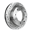 Rear Brake Disc, Natural Finish, Cross-drilled and Slotted, Vented, 8 Lugs, 329.95 mm, Pro-Line Series