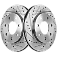 Front Brake Disc, Natural Finish, Cross-drilled and Slotted, Vented, 7 Lugs, 329.95 mm, Pro-Line Series