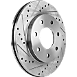 Front Brake Disc, Natural Finish, Cross-drilled and Slotted, Vented, 7 Lugs, 329.95 mm, Pro-Line Series