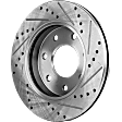 Front Brake Disc, Natural Finish, Cross-drilled and Slotted, Vented, 7 Lugs, 329.95 mm, Pro-Line Series