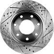 Front Brake Disc, Natural Finish, Cross-drilled and Slotted, Vented, 7 Lugs, 329.95 mm, Pro-Line Series