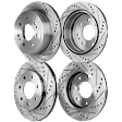 Front and Rear Brake Disc, Natural Finish, Cross-drilled and Slotted, Vented, 7 Lugs, Front-329.95 mm/Rear-348 mm, Pro-Line Series