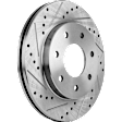 Front and Rear Brake Disc, Natural Finish, Cross-drilled and Slotted, Vented, 7 Lugs, Front-329.95 mm/Rear-348 mm, Pro-Line Series