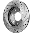 Front and Rear Brake Disc, Natural Finish, Cross-drilled and Slotted, Vented, 7 Lugs, Front-329.95 mm/Rear-348 mm, Pro-Line Series