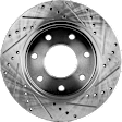 Front and Rear Brake Disc, Natural Finish, Cross-drilled and Slotted, Vented, 7 Lugs, Front-329.95 mm/Rear-348 mm, Pro-Line Series