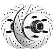 Front, Driver and Passenger Side Brake Disc, 2-Wheel Set, Cross-drilled and Slotted, Vented