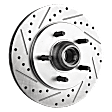 Front, Driver and Passenger Side Brake Disc, 2-Wheel Set, Cross-drilled and Slotted, Vented