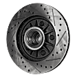 Front, Driver and Passenger Side Brake Disc, 2-Wheel Set, Cross-drilled and Slotted, Vented