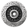 Front, Driver and Passenger Side Brake Disc, 2-Wheel Set, Cross-drilled and Slotted, Vented